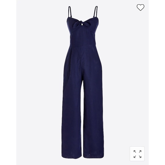 J. Crew Factory Pants - J. Crew Strappy Tie-Front Wide Leg Jumpsuit Navy